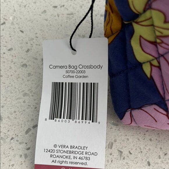 Vera Bradley Blue and Purple Floral Camera Bag Coffee Garden - Picture 2 of 6